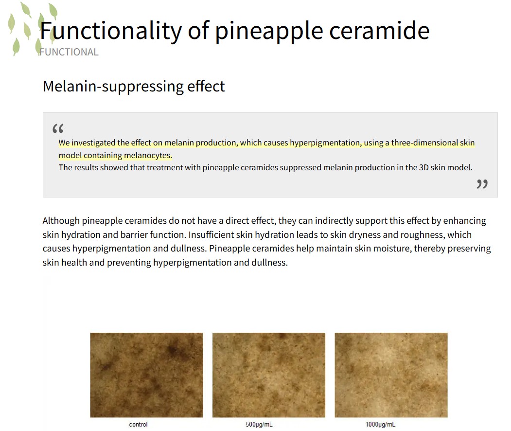 Functionality of pineapple ceramide